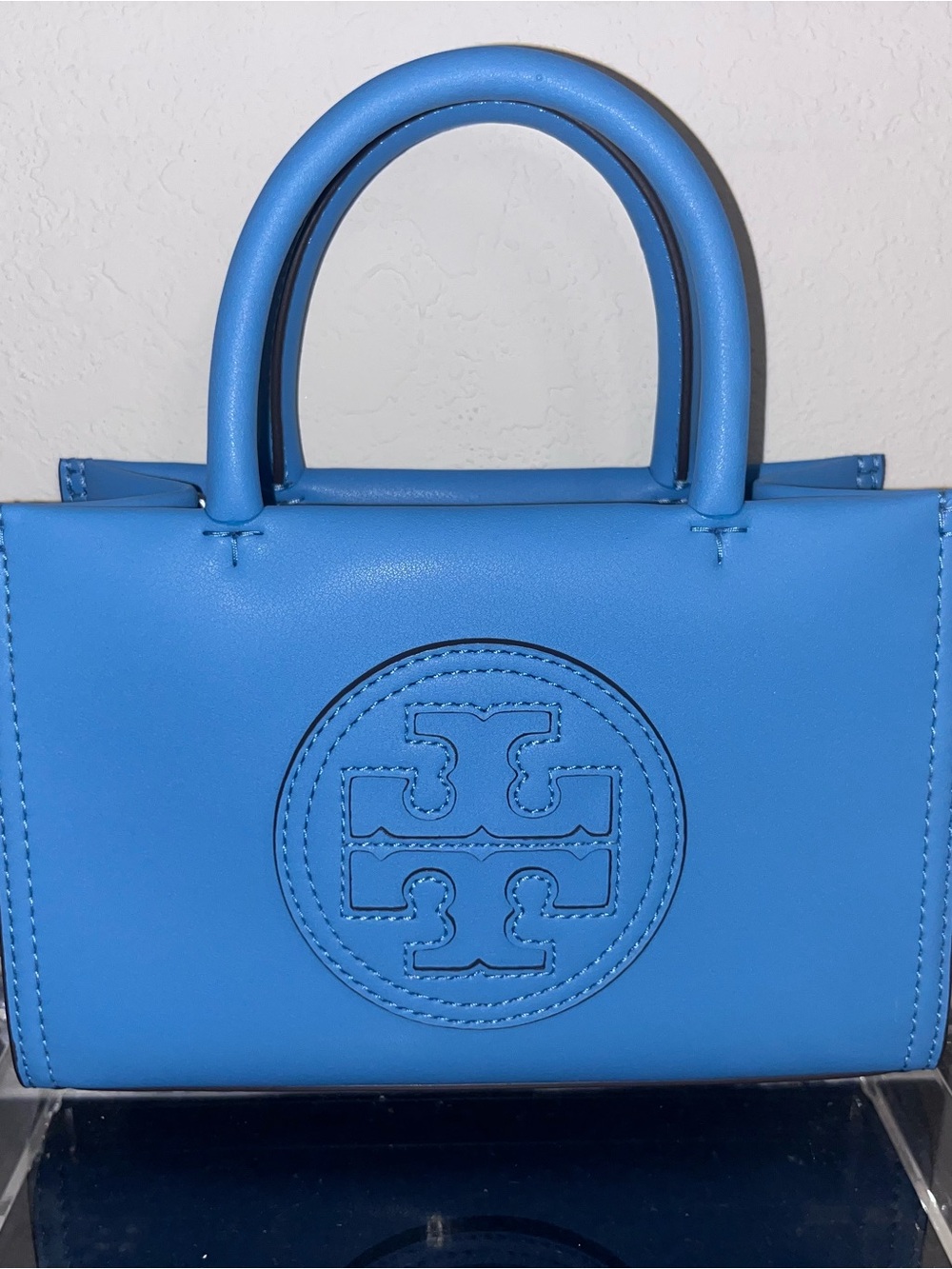 Tory Burch Blue Vegan Leather Mini Ella Tote